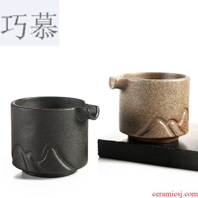 Qiao mu zen wind black stone fair glaze cup points of black tea is a Japanese kung fu tea set and a cup of tea is tea sea