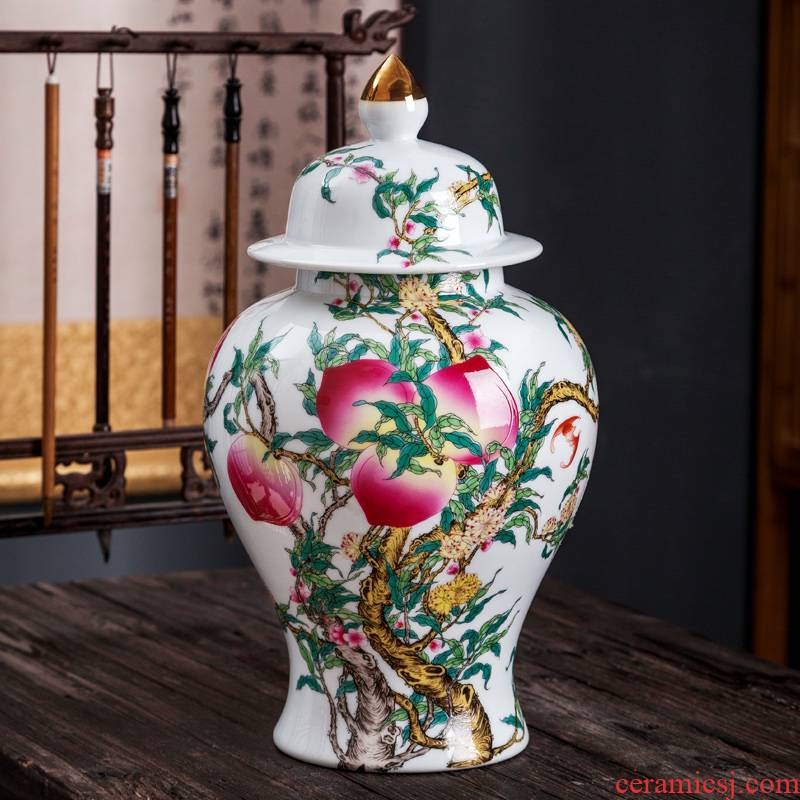 Jingdezhen ceramic vase furnishing articles of Chinese style white hand draw the general pot of home sitting room rich ancient frame porch decoration