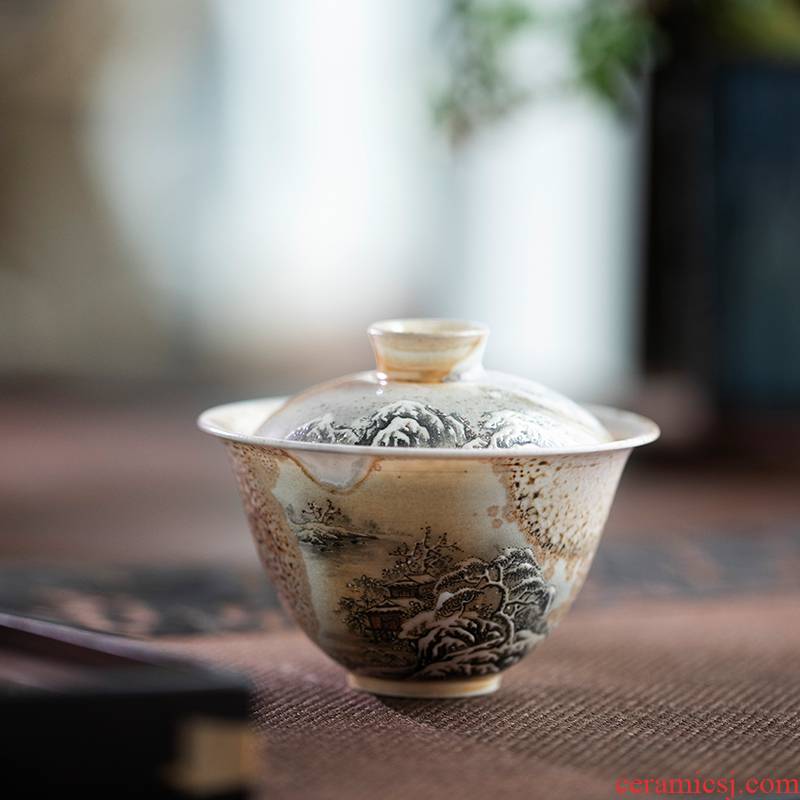 Sound firewood mountain snow tiny expressions using only two tureen jingdezhen wood to burn natural dust naked pure manual tureen