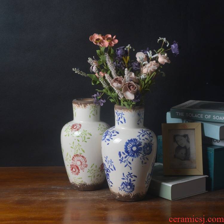 Rain tong rural village vase home porch study office flower implement creative flower ceramic vase