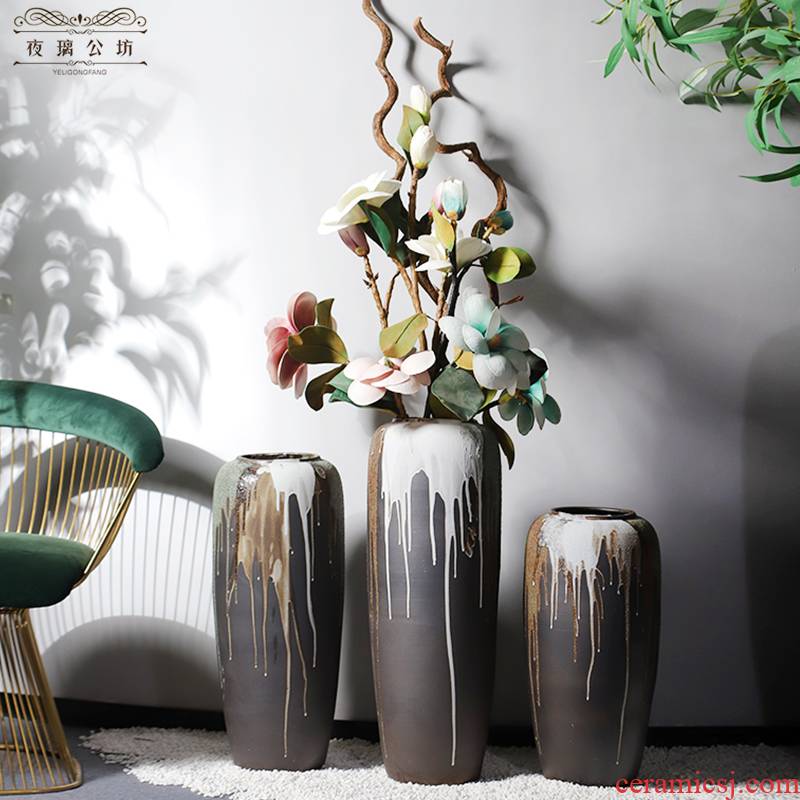 Restoring ancient ways of jingdezhen ceramic large ground vase dried flowers flower arrangement home sitting room porch decorate TV ark, furnishing articles