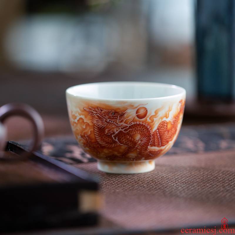 Wen - hua liu alum red longteng all cup of jingdezhen high - end ceramic tea cup personal special master CPU