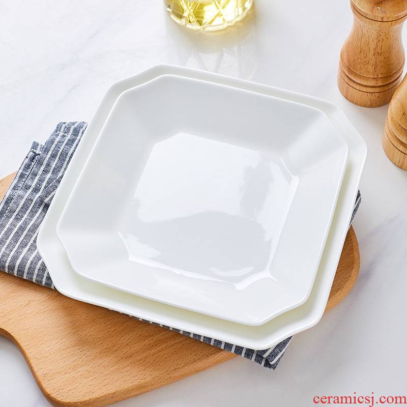 The new jingdezhen domestic ipads porcelain plate dish plate deep dish side dish dish pure white ceramic plate deep dish