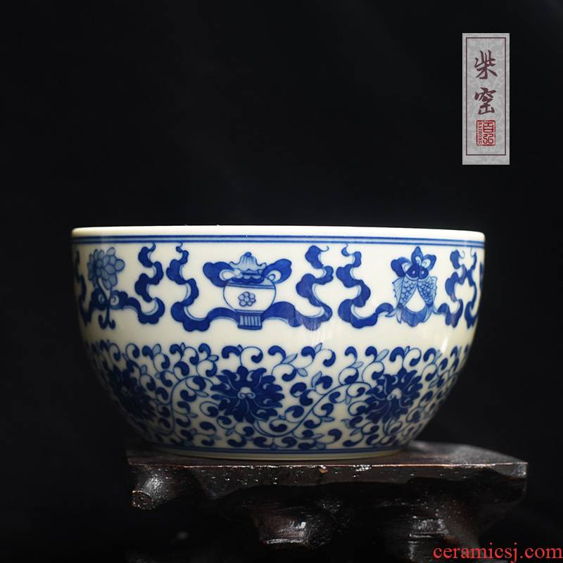 Yihong maintain the jingdezhen blue and white hidden in a large cylinder cup sample tea cup firewood hand - made teacup master cup single CPU