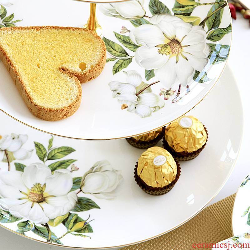 Qiao mu 【 】 European snack plate of three the layers of creative dessert fruit dried fruit dish ceramic cake