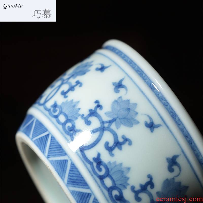 Qiao mu JYD archaize qianlong blue and white sample tea cup with jingdezhen ceramic cups manually draw personal cup tea cup