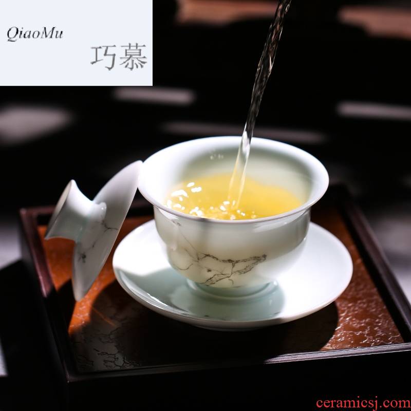 Qiao mu three just tureen jingdezhen ceramic cups kung fu tea set large three just a cup of tea to use