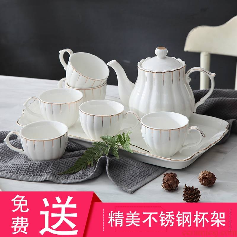 Qiao mu cup suit with tray was home sitting room European - style creative ceramic cup English afternoon tea set tea service