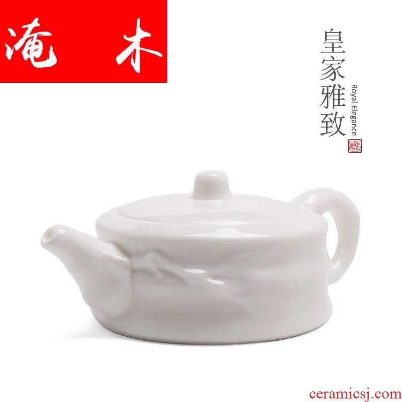 Submerged wood high white dehua white porcelain manual single pot of ceramic teapot kung fu tea set personal CiHu suet white jade bamboo