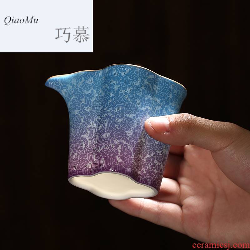 Qiao mu pick flowers, jingdezhen ceramic fair keller kung fu tea set points make tea tea is a cup of tea and a cup of sea S32034