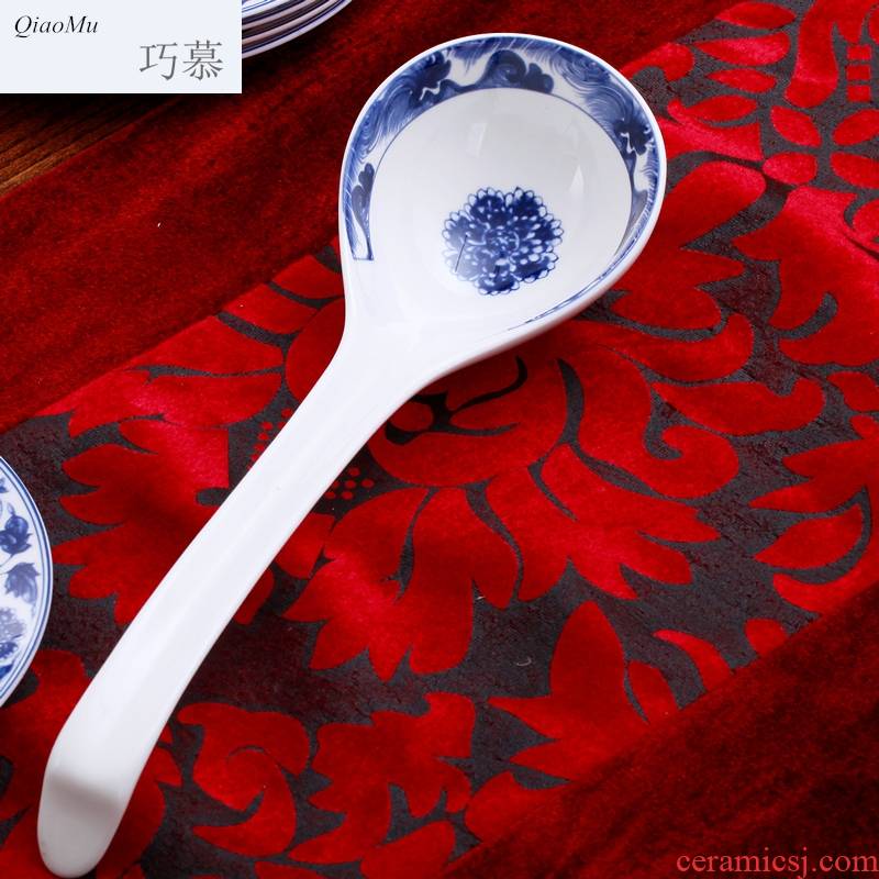 Qiao mu JYD ipads porcelain run son big spoon of blue and white porcelain hotel with porcelain with dinner spoon, spoon, Chinese ceramics