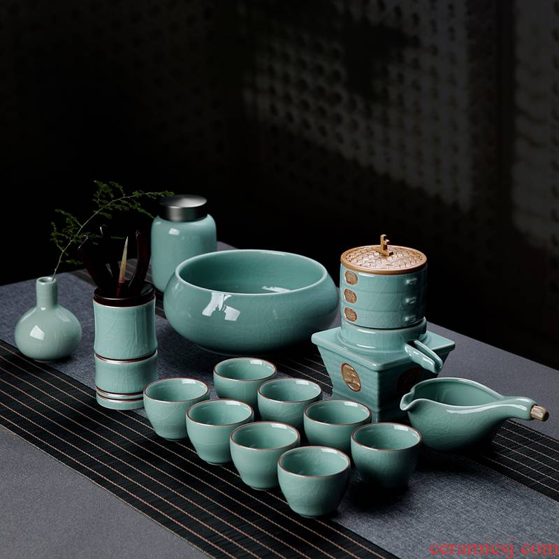 Jingdezhen ceramic semi - automatic lazy stone mill an artifact creative your up crack kung fu tea tea set