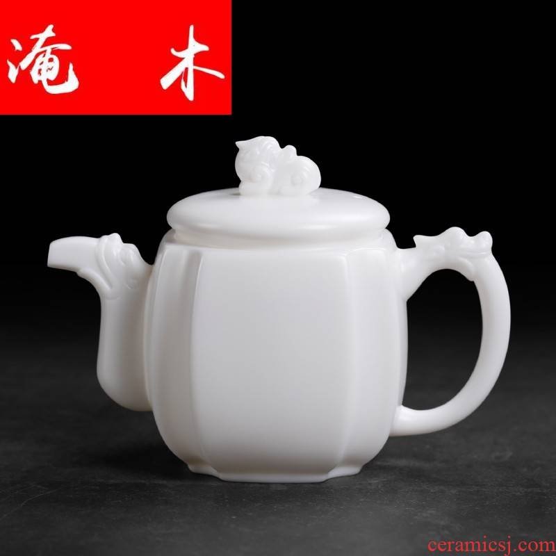 Submerged wood inferior smooth high - white guo - jin zhang auspicious tianbao pot of tea CiHu household single dehua ceramic teapot