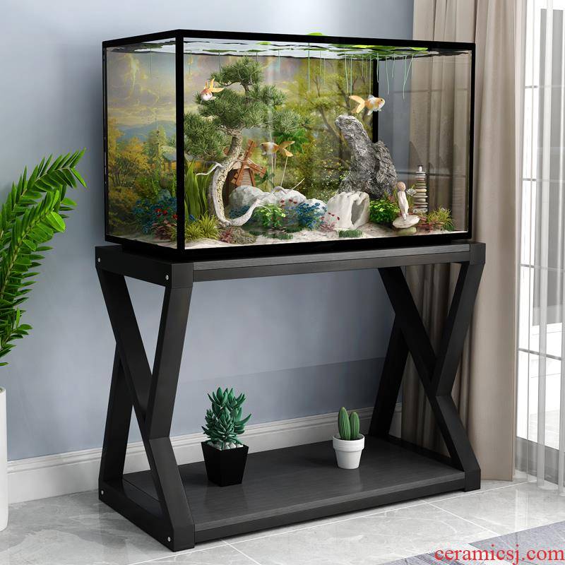 Contracted and I real wood frame, wrought iron tank bottom ark, customized base simple household small fish tank sitting room partition