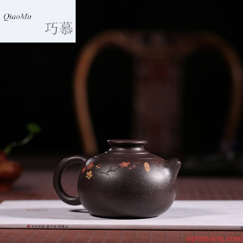 Qiao mu HM pure handiwork famous yixing it a pot of tea ore black star sand name plum blossom put
