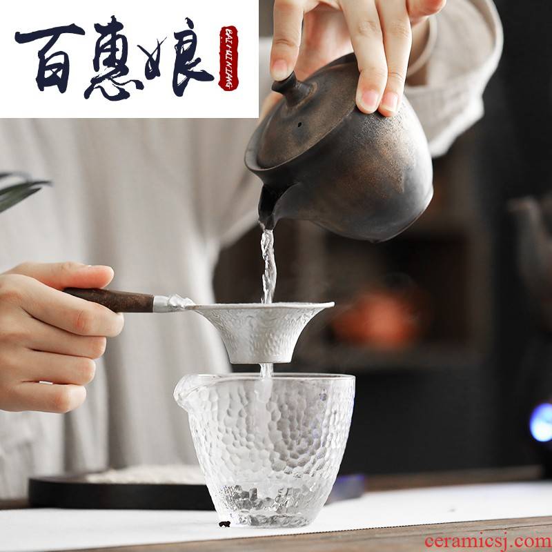 (niang metal glaze crack cup kung fu tea set hand grasp pot of individuality creative ceramic filter teapot