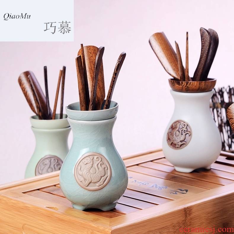 Qiao mu CMJ your up tea tea tray accessories ChaGa ChaZhen ChaBo detong ceramic wenge tea six gentleman