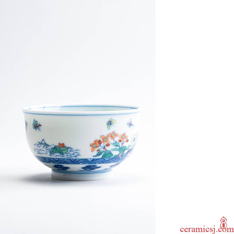 Qin Qiuyan bucket color water garden single cup of jingdezhen ceramic cups kung fu tea set manually master cup sample tea cup