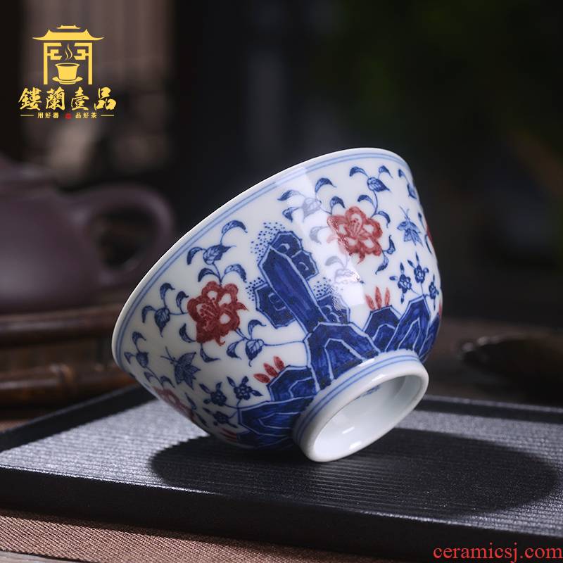 Jingdezhen ceramic all hand - made porcelain lotus youligong tangled branches fukuyama master of kung fu tea tea tea cup