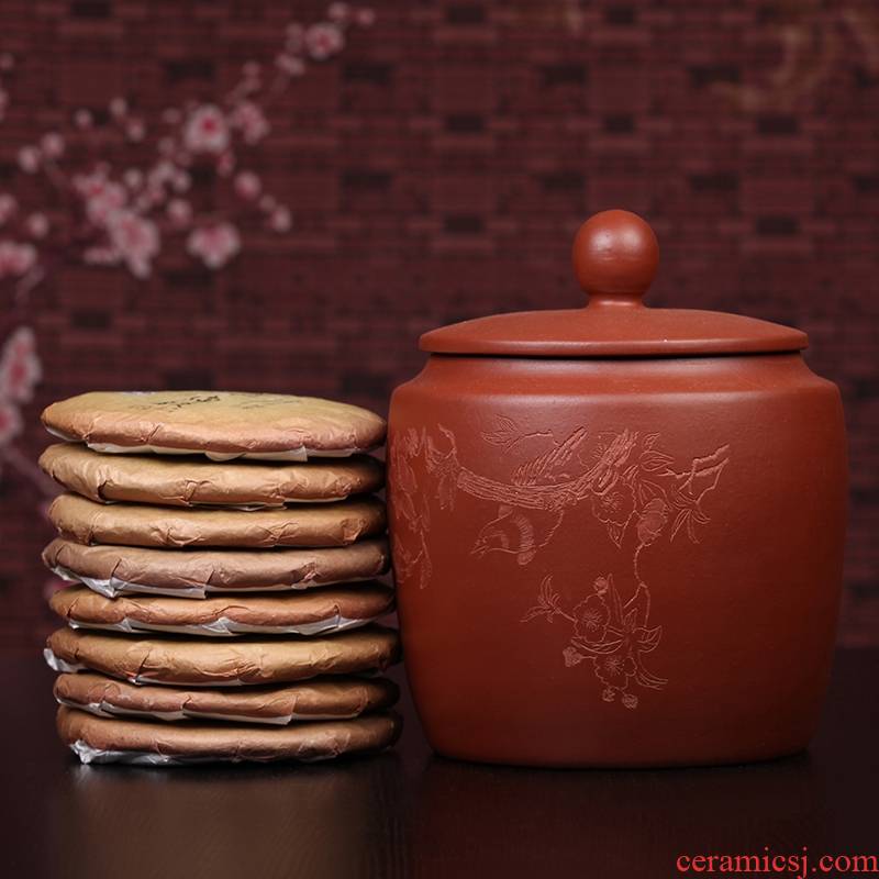 Qiao mu JS yixing purple sand pot of pu 'er tea to wake receives seven loaves violet arenaceous caddy fixings large tea urn