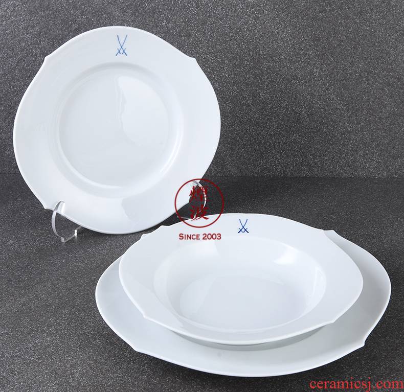 Those German mason MEISSEN porcelain magic blue waves shuangjian soup plate tray plates group