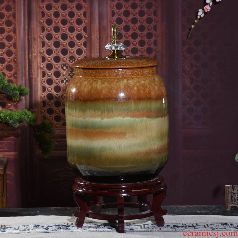 Zhuo art ceramic tank of water storage tank water dispenser porcelain tea bucket with leading high temperature color glaze green cylinder