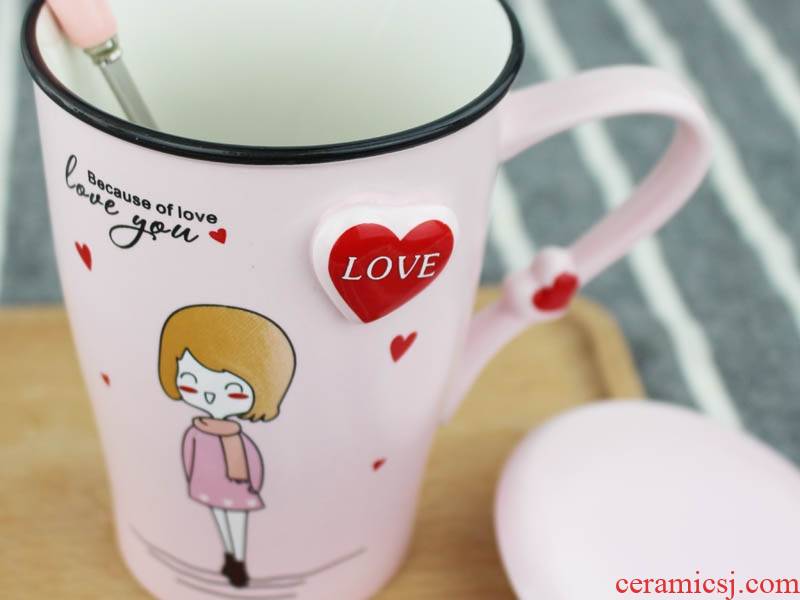 Qiao mu cup one south Korean creative cartoon ceramic mugs I birthday present coffee milk with water