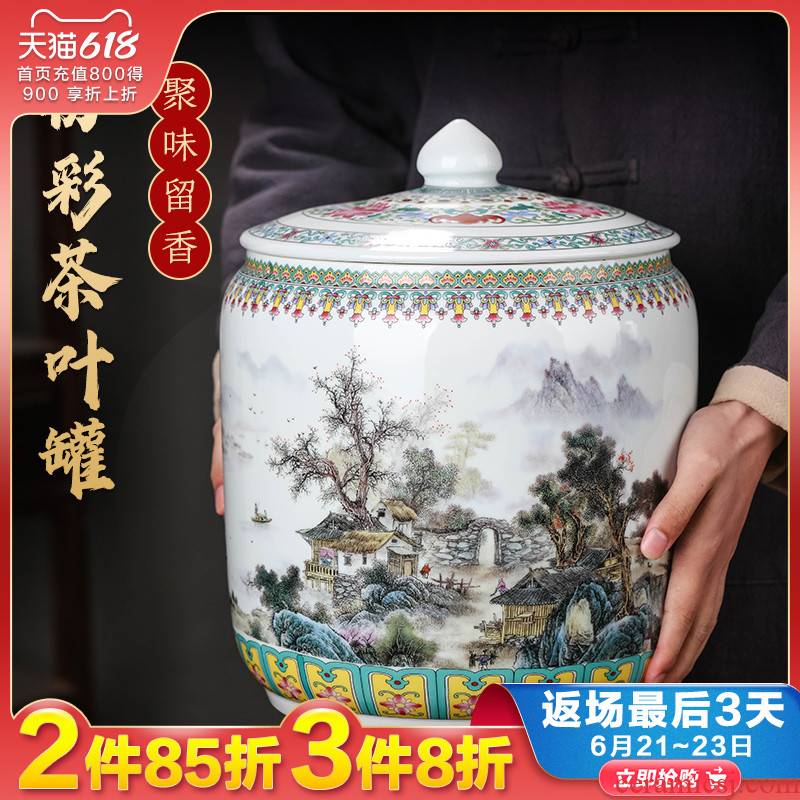 Jingdezhen ceramic tea pot of tea cake loose tea with cover seal storage tank has the characteristic of moisture proof of household adornment furnishing articles
