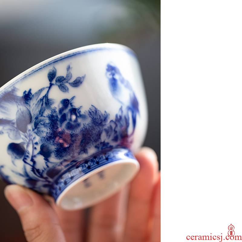 Arborist su tending figure large bowl of jingdezhen ceramic masters cup single CPU kung fu tea tea tea cups