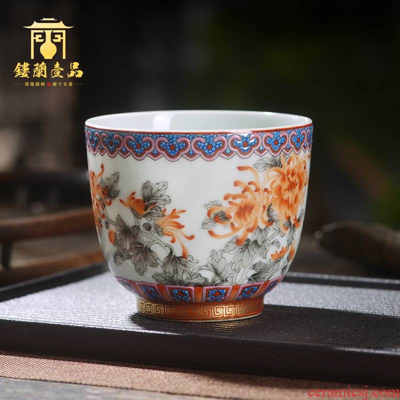 Jingdezhen ceramic all hand - made color ink alum HongQiuJu masters cup large cups kung fu tea cup, bowl