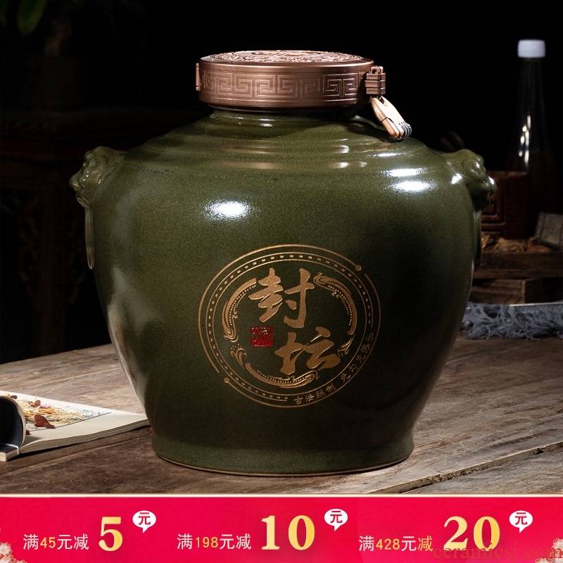 Jingdezhen ceramic wine jar jar of old archaize home 20 jins pack sealing liquor bottle is empty bottle with cover