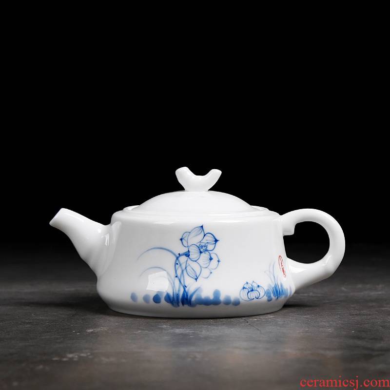 Ceramic household dehua white porcelain hand - made teapot single pot of contracted a single small kung fu tea filter tea originality