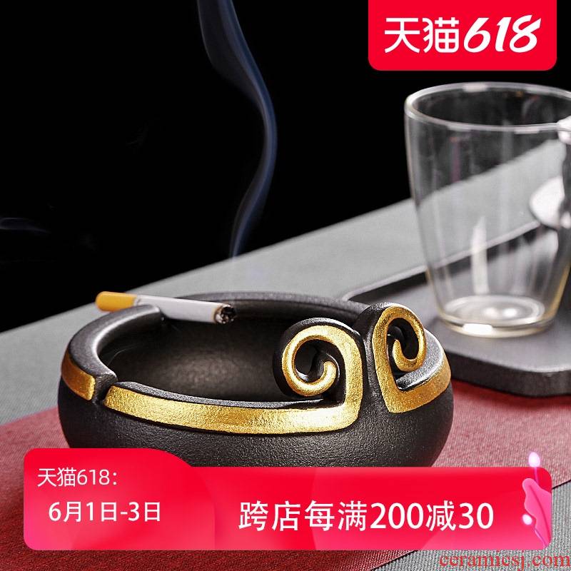 Creative large coarse cermet band ashtray Chinese style restoring ancient ways move ceramic home sitting room office car load