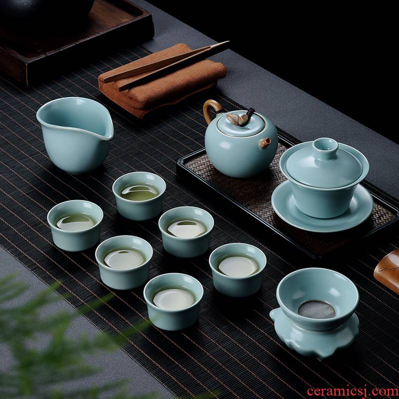 Hongying your up crack tea pot lid bowl of Chinese ceramic cups kung fu tea set the home office to receive a visitor