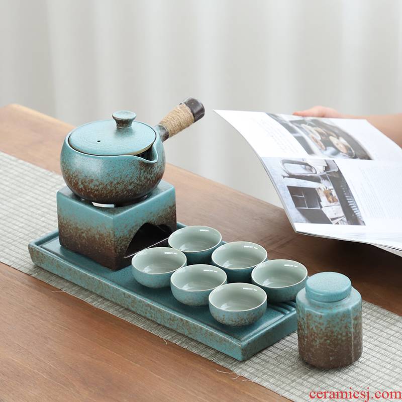 The Japanese side of coarse pottery pot of tea set ceramic tea cup tea tray temperature restoring ancient ways of tea heating base office