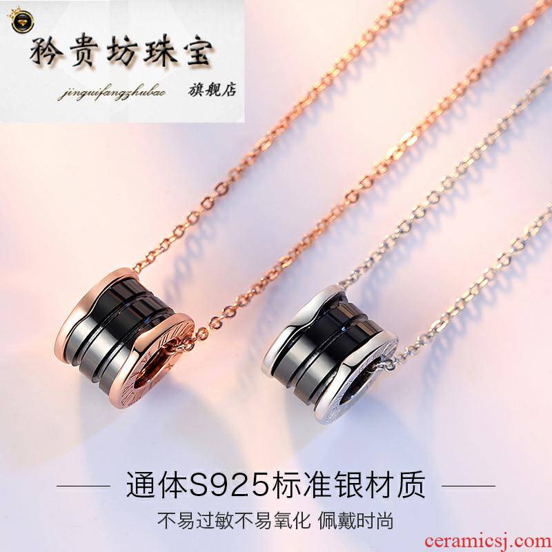 Sterling silver necklace getting lock han edition sen is a pendant necklace ceramic contracted students red trill with money