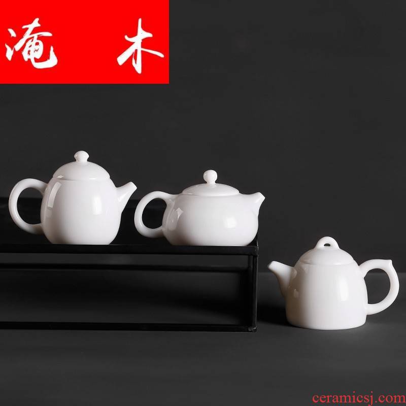 Submerged wood dragon egg white ceramic teapot Qin Quan kunfu tea dehua white porcelain teapot single pot of Chinese contracted office