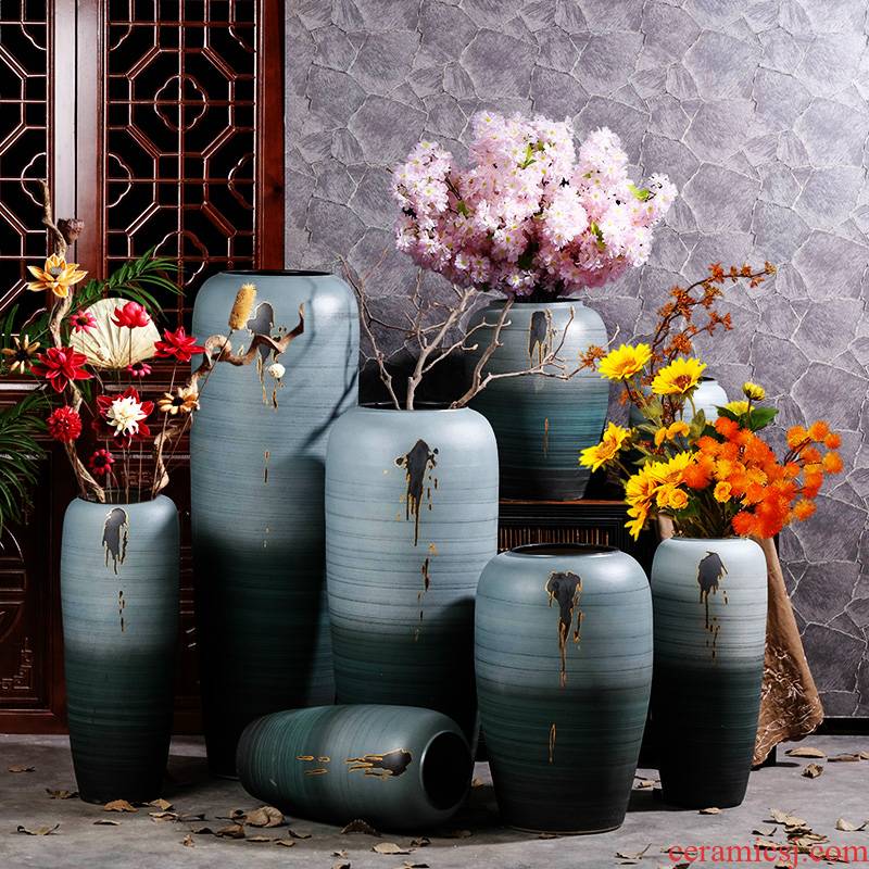 New Chinese style ceramic vase landing furnishing articles hotel home sitting room porch light dry flower decoration key-2 luxury flower arrangement