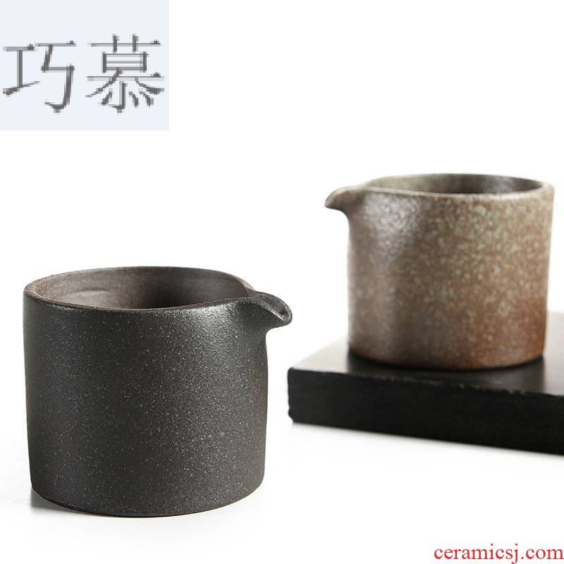 Qiao mu black ceramic zen stone fair glaze cup points of black tea is a Japanese contracted kung fu tea set and a cup of tea