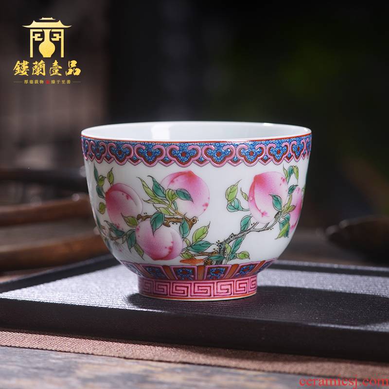 Jingdezhen ceramic all hand - made pastel live long and proper master cup large cups kung fu tea cup, bowl