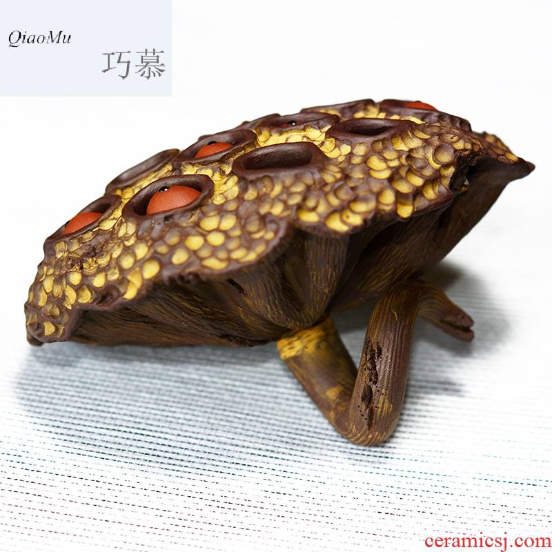 Qiao mu QD yixing purple sand tea pets play manual realistic mini frog lotus seed dry lotus its tea tea tray