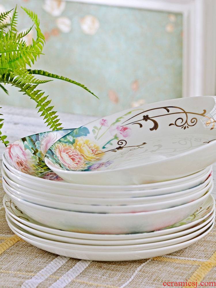 Qiao mu jingdezhen ceramic tableware dishes suit household use plate combination contracted Korean ceramic bowl chopsticks