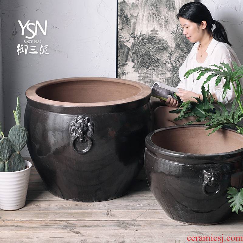 Royal three clay ceramic aquarium earthenware cylinder feel sea garden decoration furnishing articles courtyard hotel legend household is suing water tanks