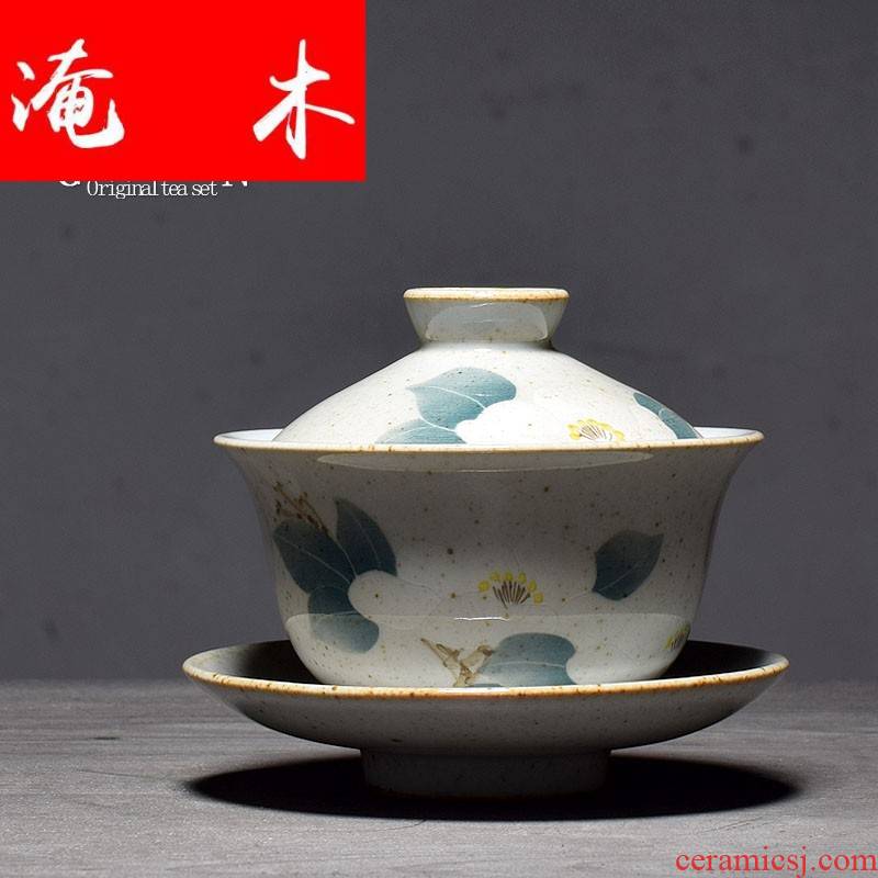 Submerged wood jingdezhen fine mud rock hand - made tureen pastel three tureen ceramic bowl kunfu tea tea set