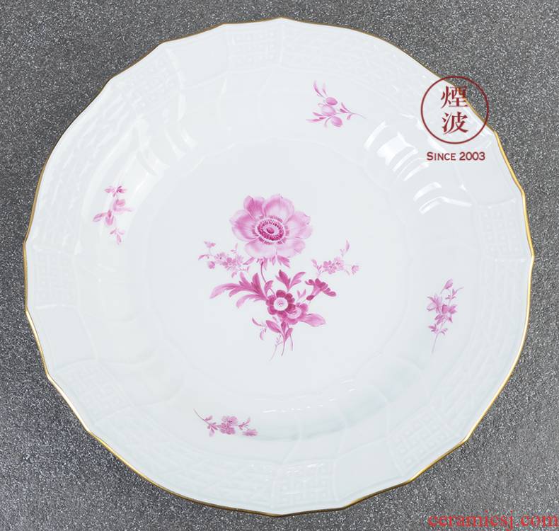 German mason MEISSEN porcelain new clipping the see colour pink flowers continental plates platter 255 mm