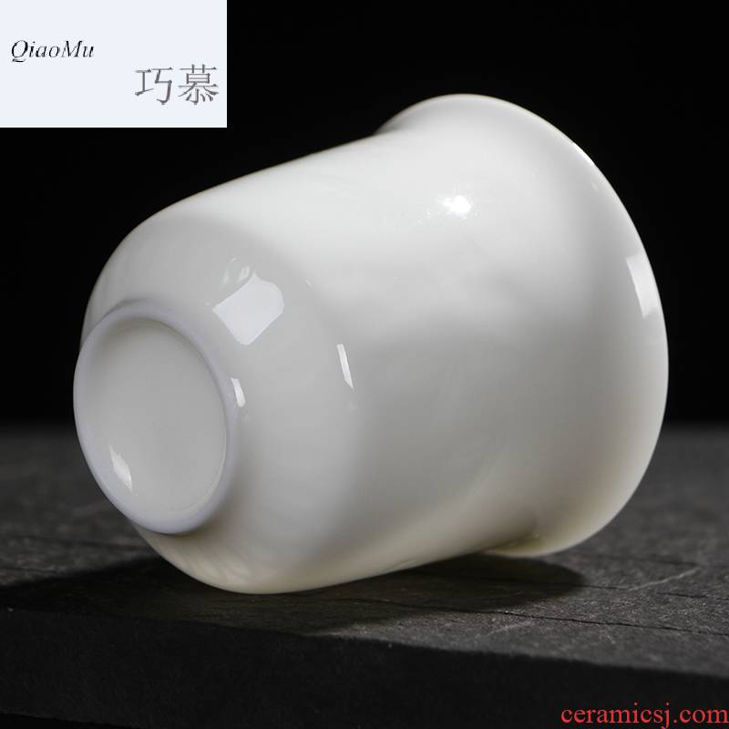 Qiao mu TN jade porcelain dehua suet white porcelain kung fu tea set personal sample tea cup master cup small single ceramic cup