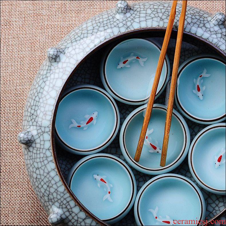 Qiao mu JS longquan celadon calving boutique tea tea wash to wash your sample tea cup ice crack glaze large tea cup