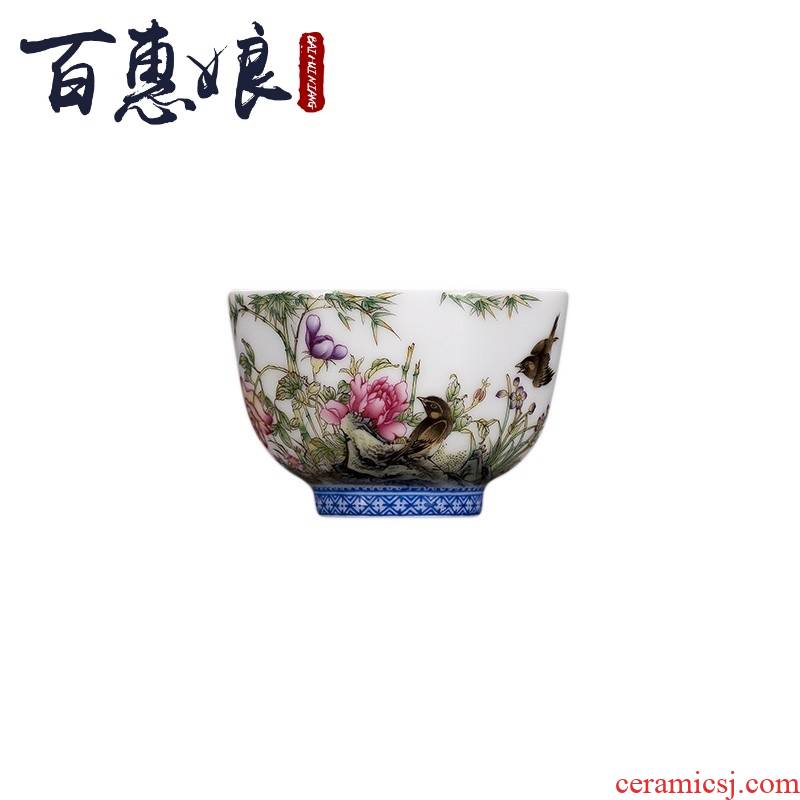(niang jingdezhen porcelain hand - made colored enamel painting of flowers and all hand sample tea cup kung fu tea set
