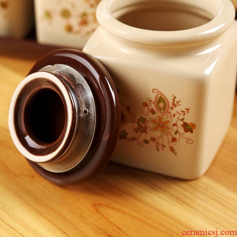 Qiao mu ceramic tea boxes warehouse sealed storage tank pu 'er tea pot seal caddy fixings kung fu tea POTS