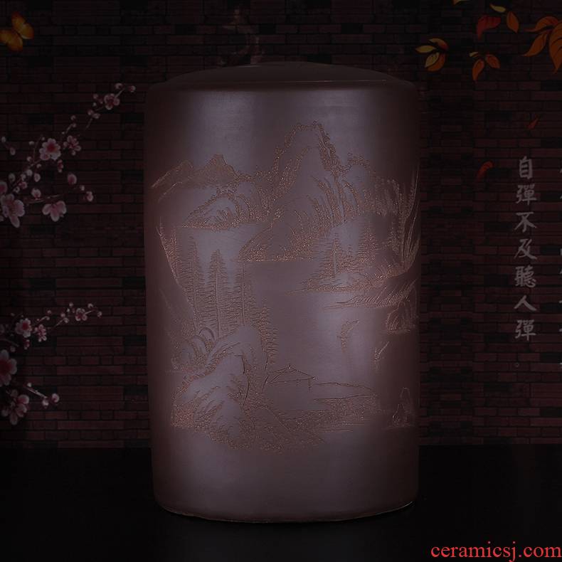 Qiao mu JS yixing purple sand tea caddy fixings cylinder coarse TaoCun receives large tea barrel shengchan dui